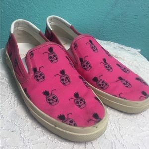 Saint Laurent pink 7 pink pineapple skull shoes